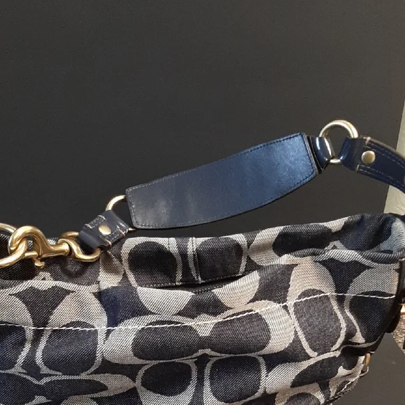 Coach Signature Denim Navy Shoulder Bag - Picture 12 of 14